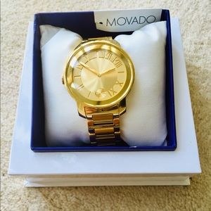 MOVADO SWISS BOLD CHAMPAGNE DIAL YELLOW GOLD WATCH